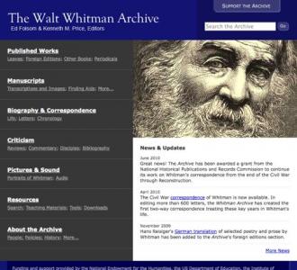 Image of the Walt Whitman Archive website.