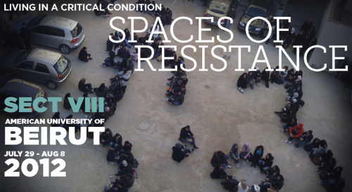Small design-oriented advertisement for Spaces of Resistance.