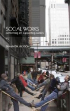 Image of the book cover art for Social Works. City-goers are shown forming a human bridge above the sidewalk.