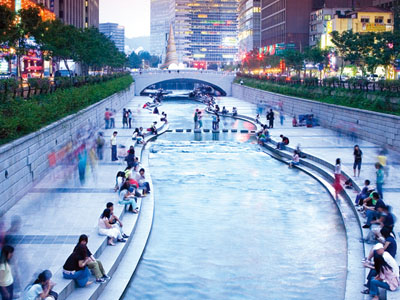 The Cheonggyecheon Stream in Seoul