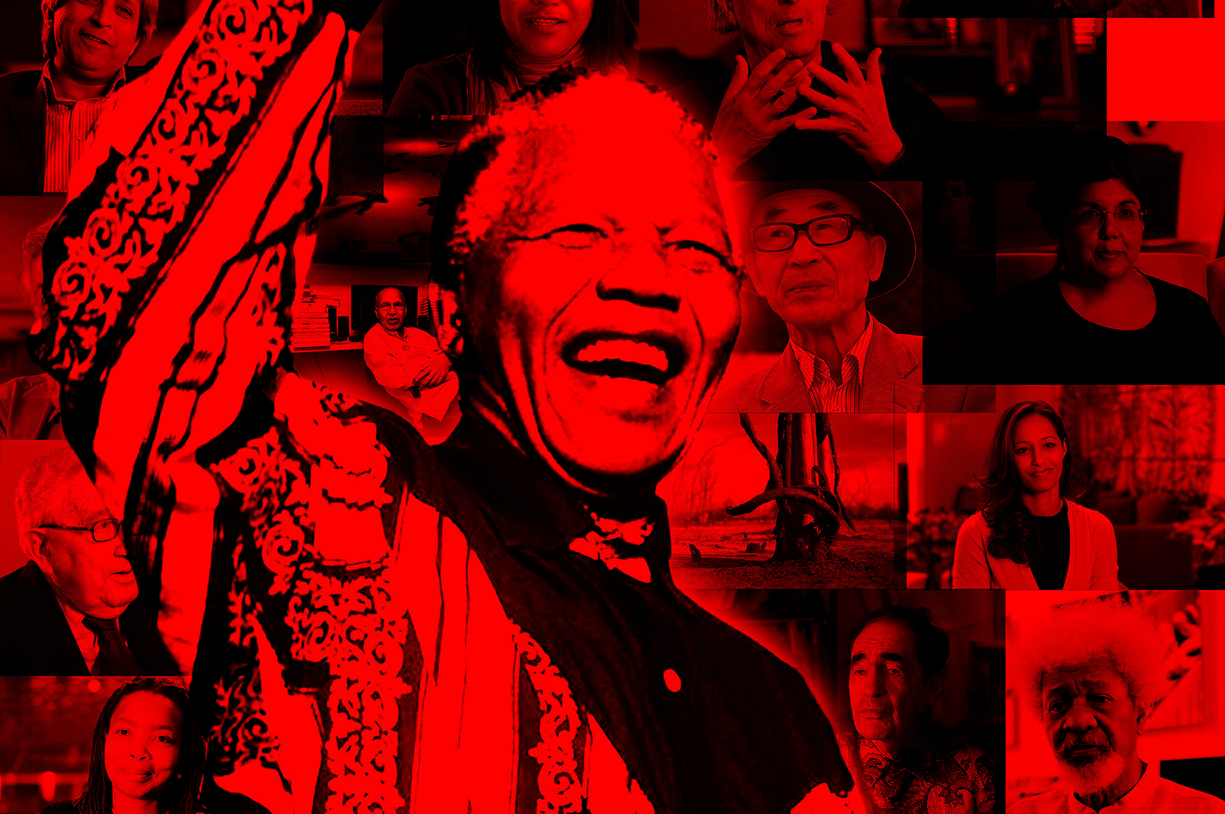 Red image of Nelson Mandela