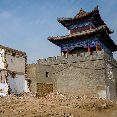 Chinese Temple with Destroyed Adjacent Buildings