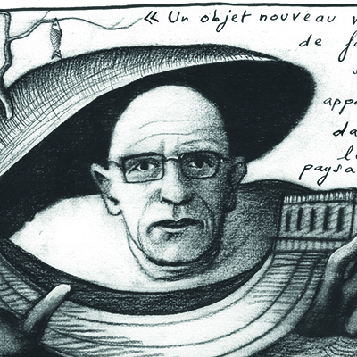 Drawing of Michel Foucault by Patrick Chambon