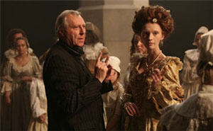 Photo of Peter Greenaway directing a film.