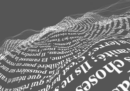 Image of printed text sliding down into darkness.
