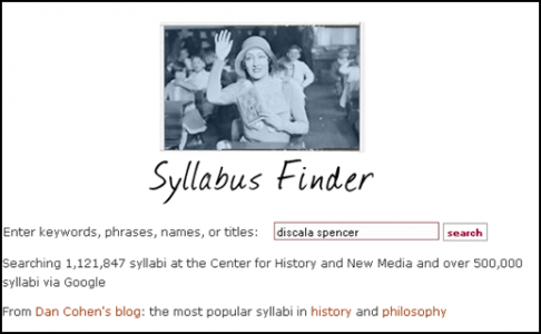 Image of a website called Syllabus Finder.