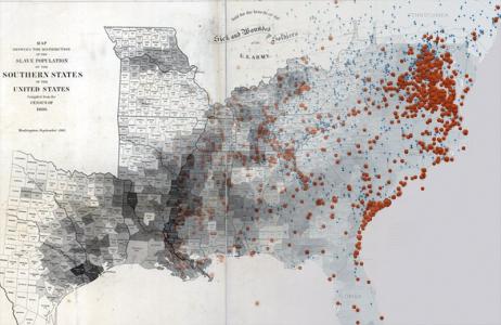 A beautiful vintage print of a map of the southern United States.