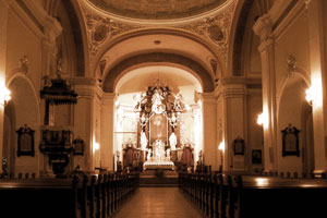 Photo of a beautiful church interior in Bydgoszcz, Poland.