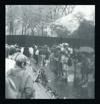 Photo of visitors at the Vietnam Veterans Memorial.