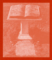 Photo of a missal stand holding a large book.