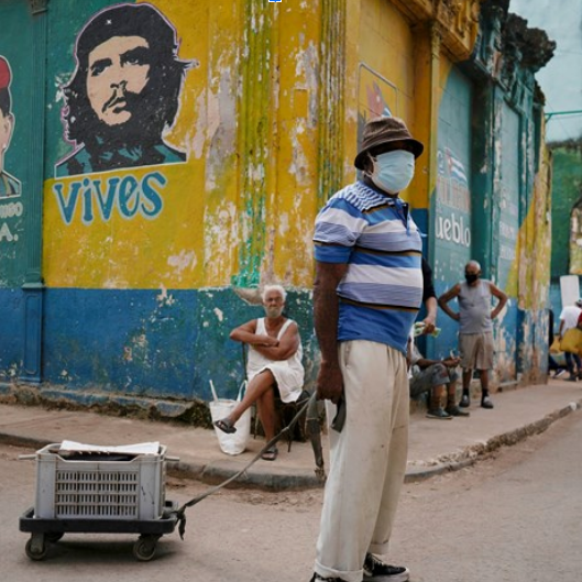 Man on Colorful Cuban Street
