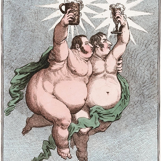 Castor & Pollux Humorous Illustration (Corpulent Men Drinking)