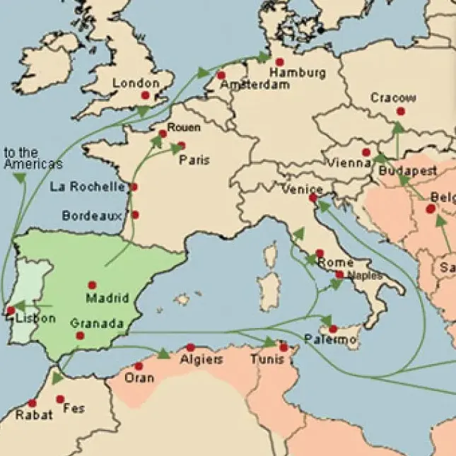 Map of Sephardic Migration in Europe and the Mediterranean