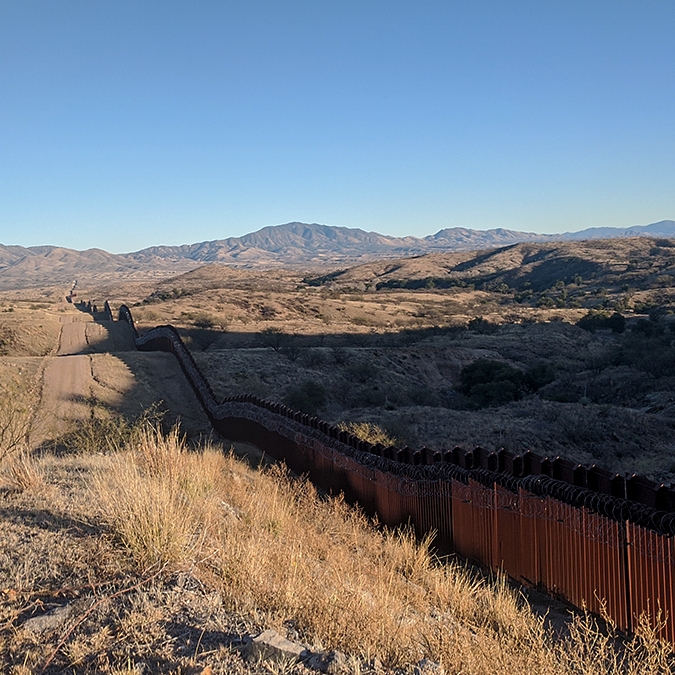 Aerial Photo of Fence on US-Mexico Border