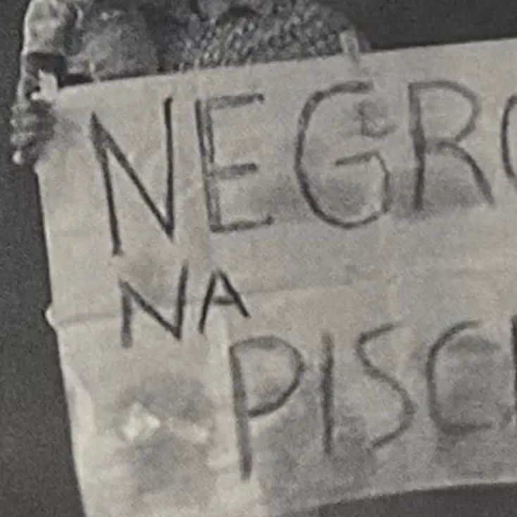 Racially Charged Swimming Pool Sign B&W Photo