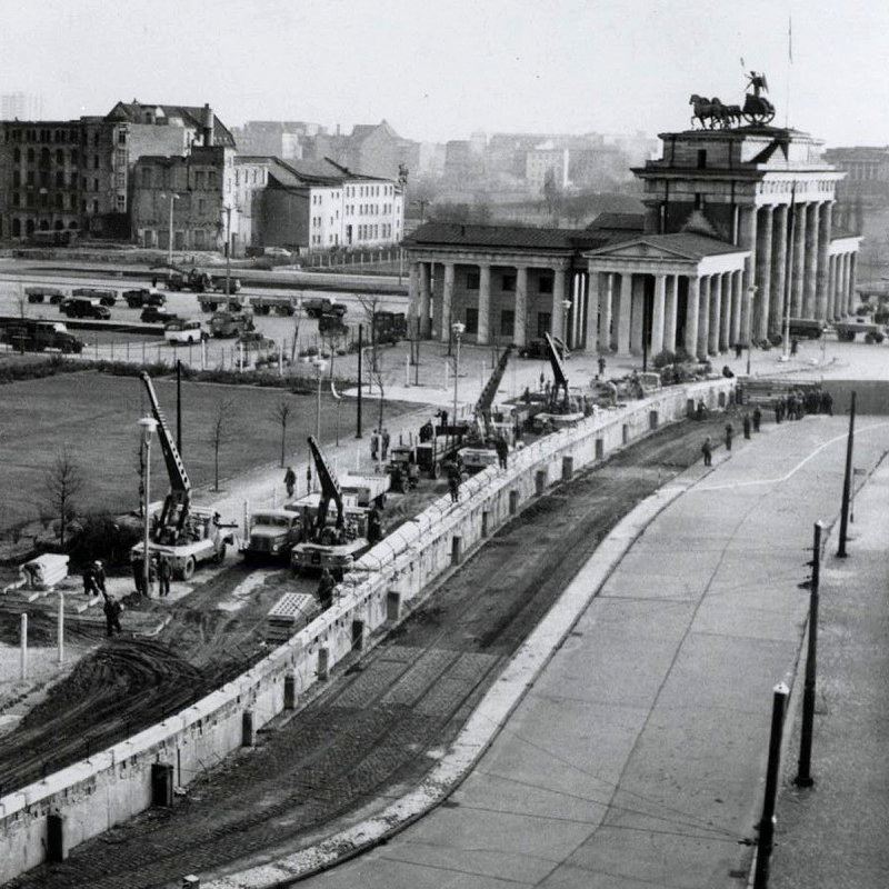Berlin Wall Construction, Black & White Photo