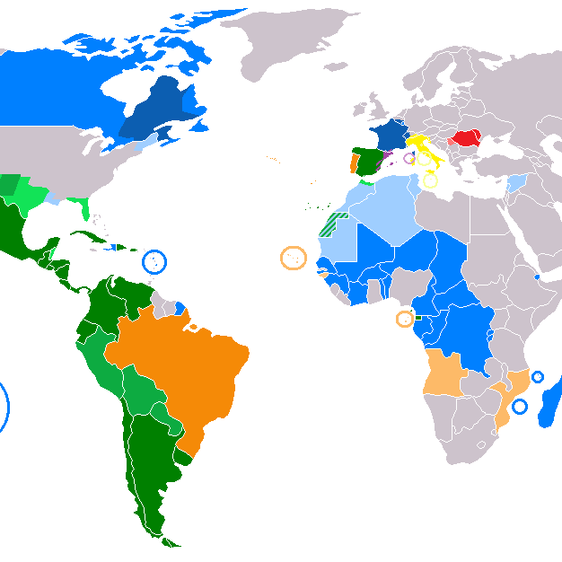 World Map of Romance-Language-Speaking Countries