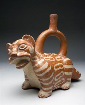Pre-Columbian Stirrup-Jaguar Vessel