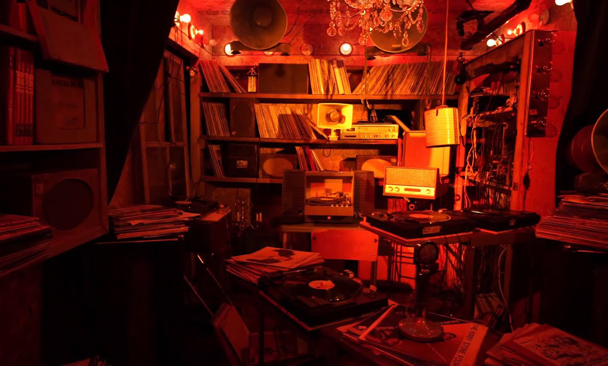 Music Studio with Turntables and Vinyl Records