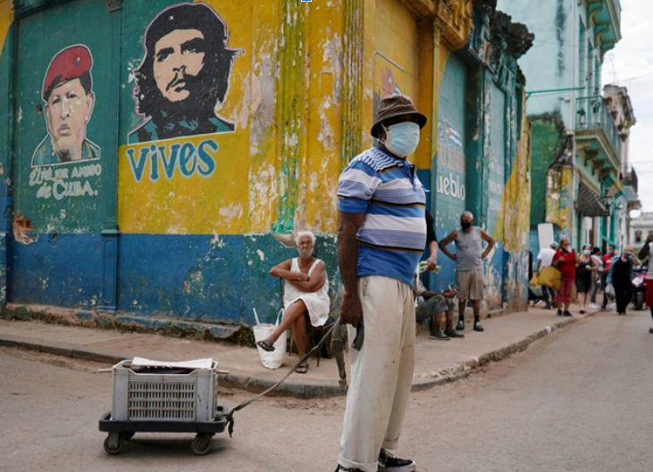 Man on Colorful Cuban Street