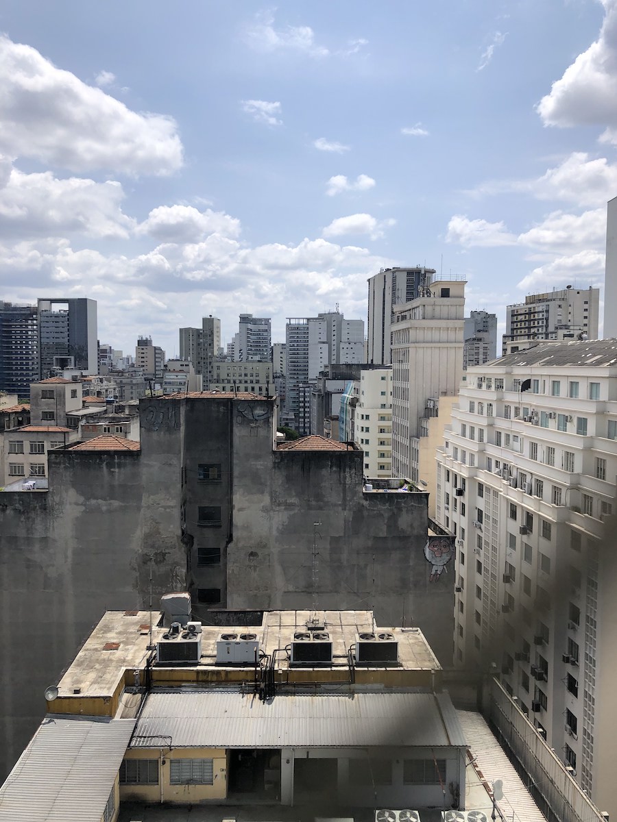 Latin American City Dense Skyline viewed from Window