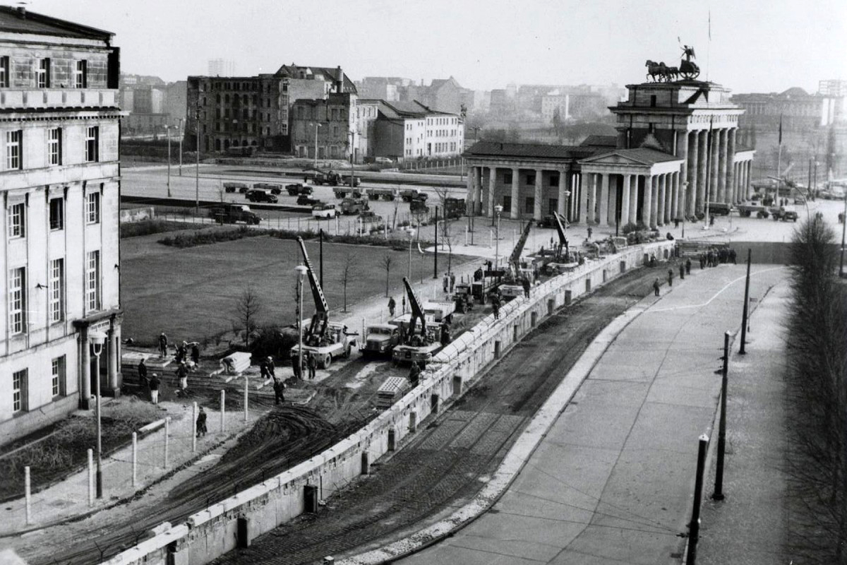 Berlin Wall Construction, Black & White Photo