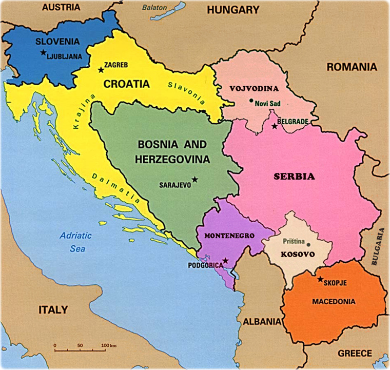 Yugoslav Component Areas Map